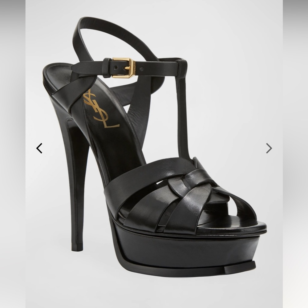Saint Laurent Tribute 105 Leather Platform Sandal - Picture 9 of 14